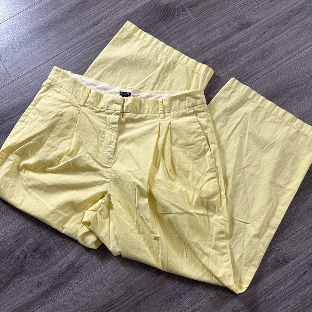 J Crew Wide Leg Yellow Essential Pleated Pants Size 14